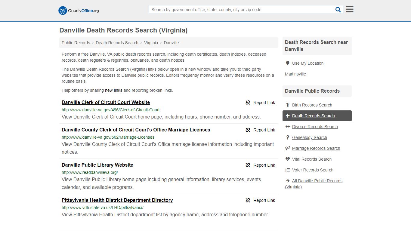 Death Records Search - Danville, VA (Death Certificates ...