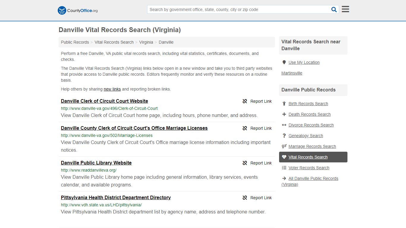 Vital Records Search - Danville, VA (Birth, Death ...